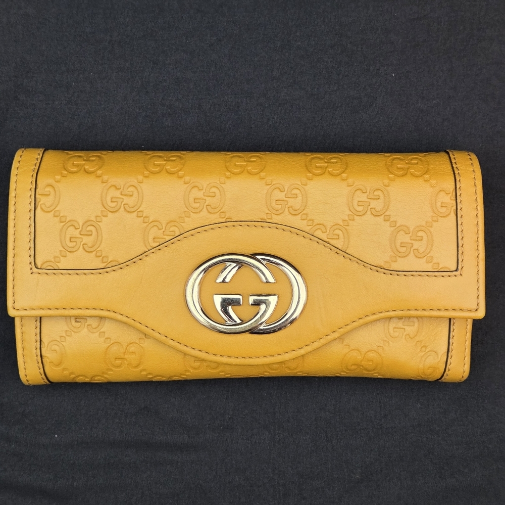 Gucci Guccissima Sukey Leather Continental Long Wallet